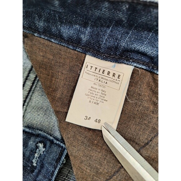 Pierre Balmain Women Blue Denim Moto Biker Jeans Zipper Detail Ankle Zip Size 34 - Picture 10 of 12